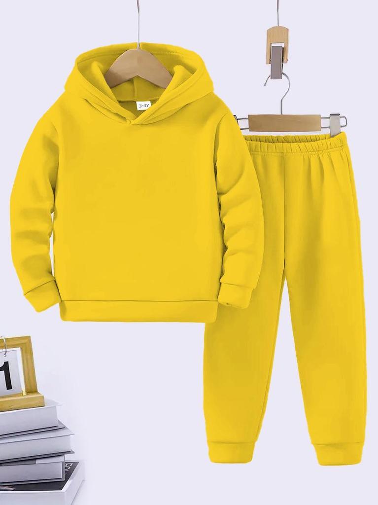 Kinder Herfst/Winter Effen Kleur Hoodie Sweatshirt & Joggingbroek Set - Casual Sport, Plus Fluweel Warm