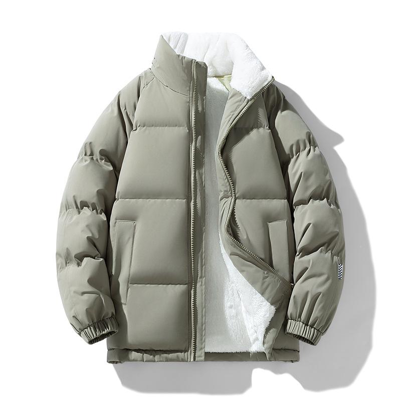 Korean Style Unisex Winter Cotton Coat with Plus Velvet - Loose, Casual, Trendy Couples' Jacket