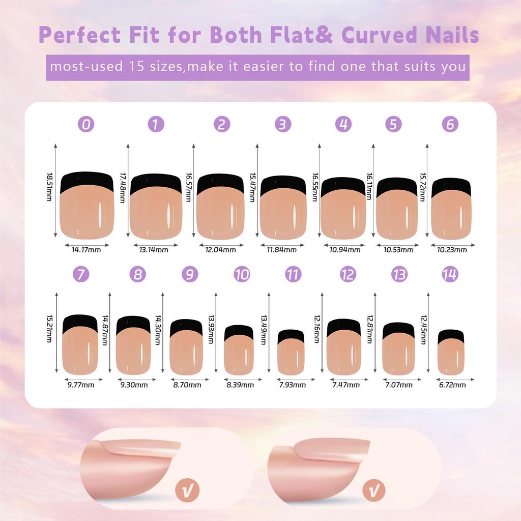 150Pcs Press On Nails Soft Gel False Nail Tips 3 In 1 Pre-Colored French Nails Fake Nails 14 Sizes for Nail Extension