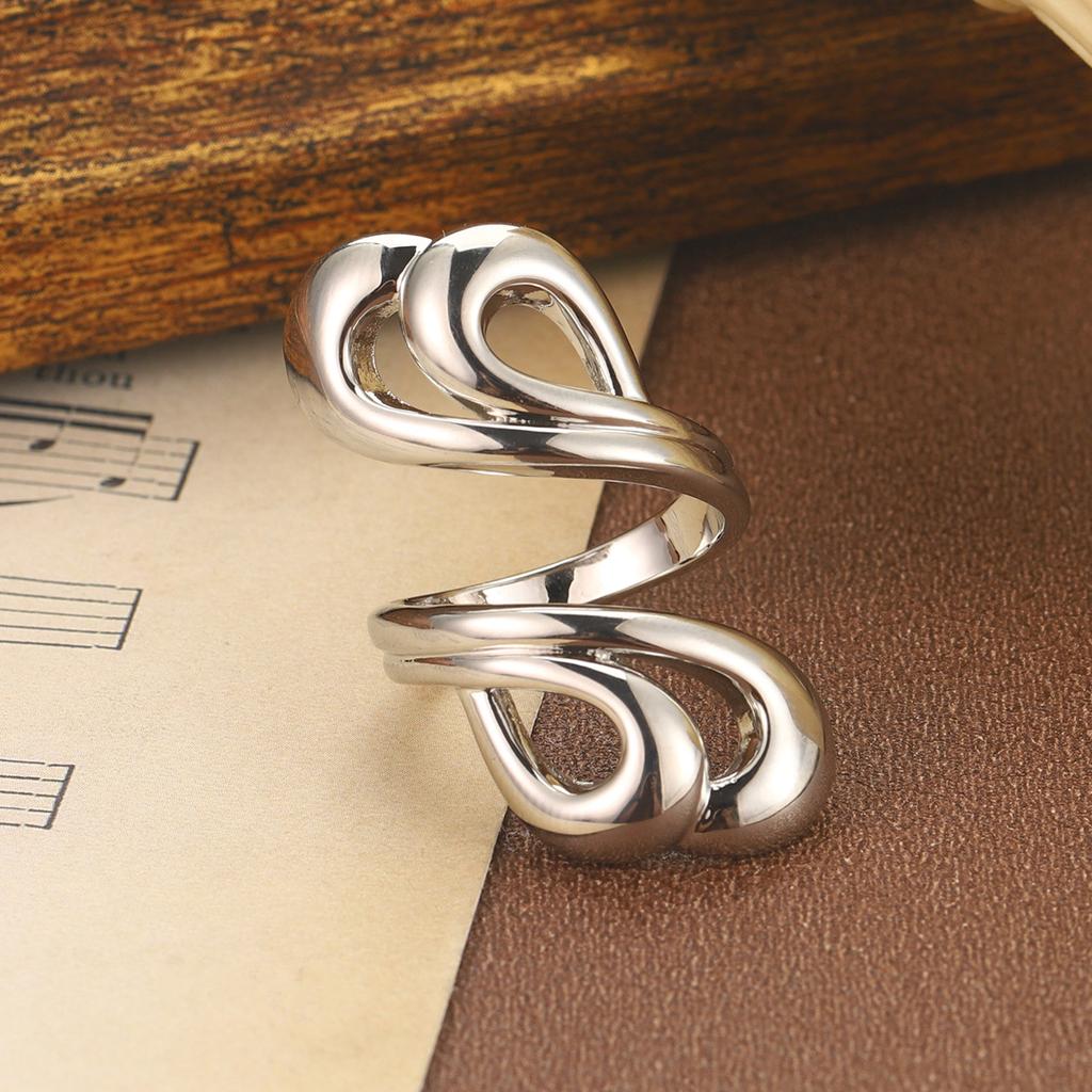 Twist Simple Line Hollow Ring Geometric Irregular European and American Personality Niche Open Ring Temperament Jewelry