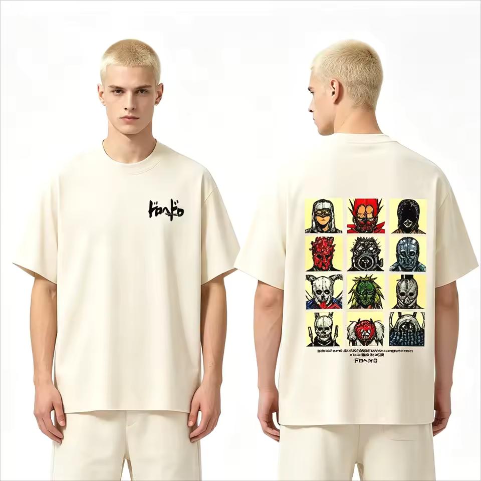 2026 Summer Hot Sale Japanese Anime Dorohedoro Mugshot T Shirt Unisex Round Hip Hop T-shirt Y2K Gothic Cotton Oversized T-shirt