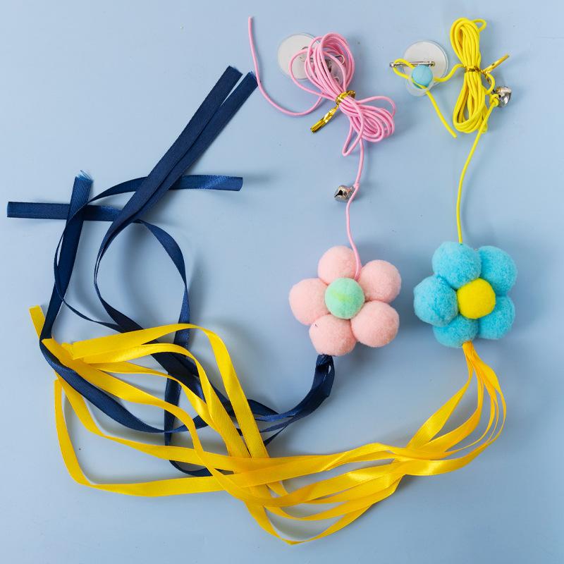 Cat Toy Hang on The Swing Hang on The Door Hang Elastic Feather Toy Teasing Cat Rope Long Rope Cat Toy Accessories 1PC Random Color