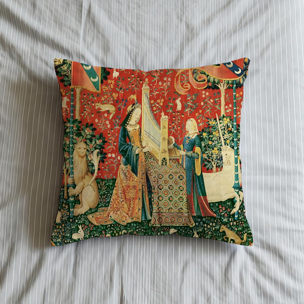 Cushion Medieval Cover Soft Maiden Unicorn Case And For Sofa Living Room Home Comfortable Office Decor Protective Pillow Covers