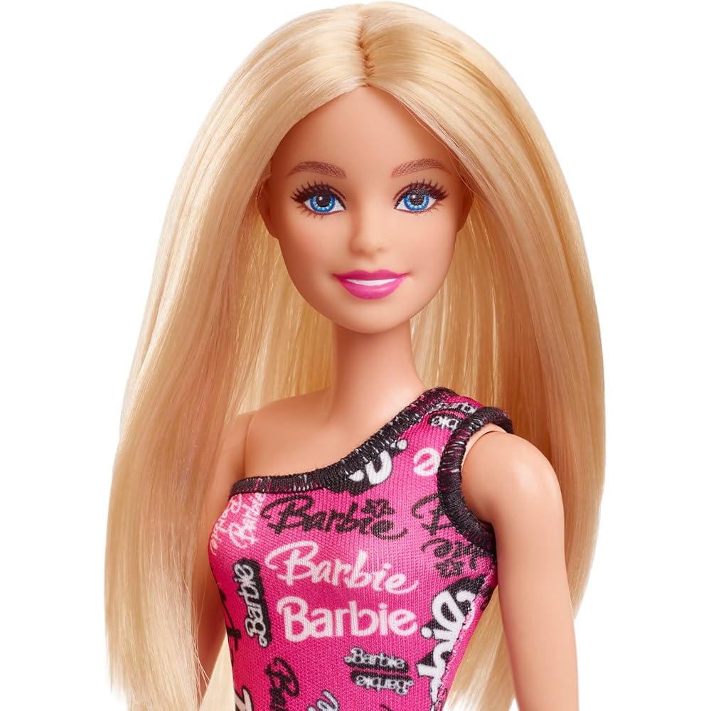 Barbie Pink Logo Dress Fashion Doll for Ages 3 and Up HRH07