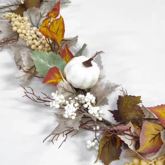 Artificial Maple Leaf Garland 6Ft Pumpkin Berries Garland Fall Decoration