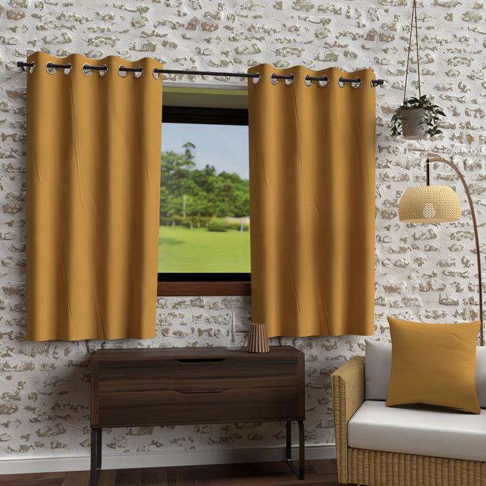 Rideau à oeillets en microfibre lavée 135x180 cm BOHEME moutarde, par Soleil d'Ocre