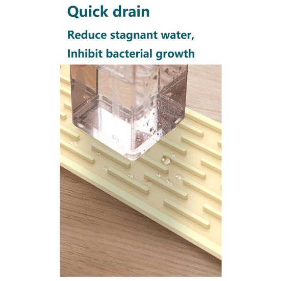 Anti-slip Silicone Faucet Mat Waterproof Sink Drain Pad Wrap-around Design Kitchen Countertop Protector Drying Soap Toothbrush Holder Splash Guard