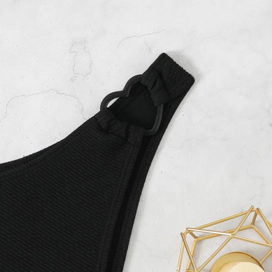 2Pcs/Set Women Bikini Set Halter Adjustable Straps Bra High Waist Hip Covering Bottoms Heart