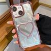 Heart-shaped Mirror Electroplated TPU + Acrylic Phone Case with Holder