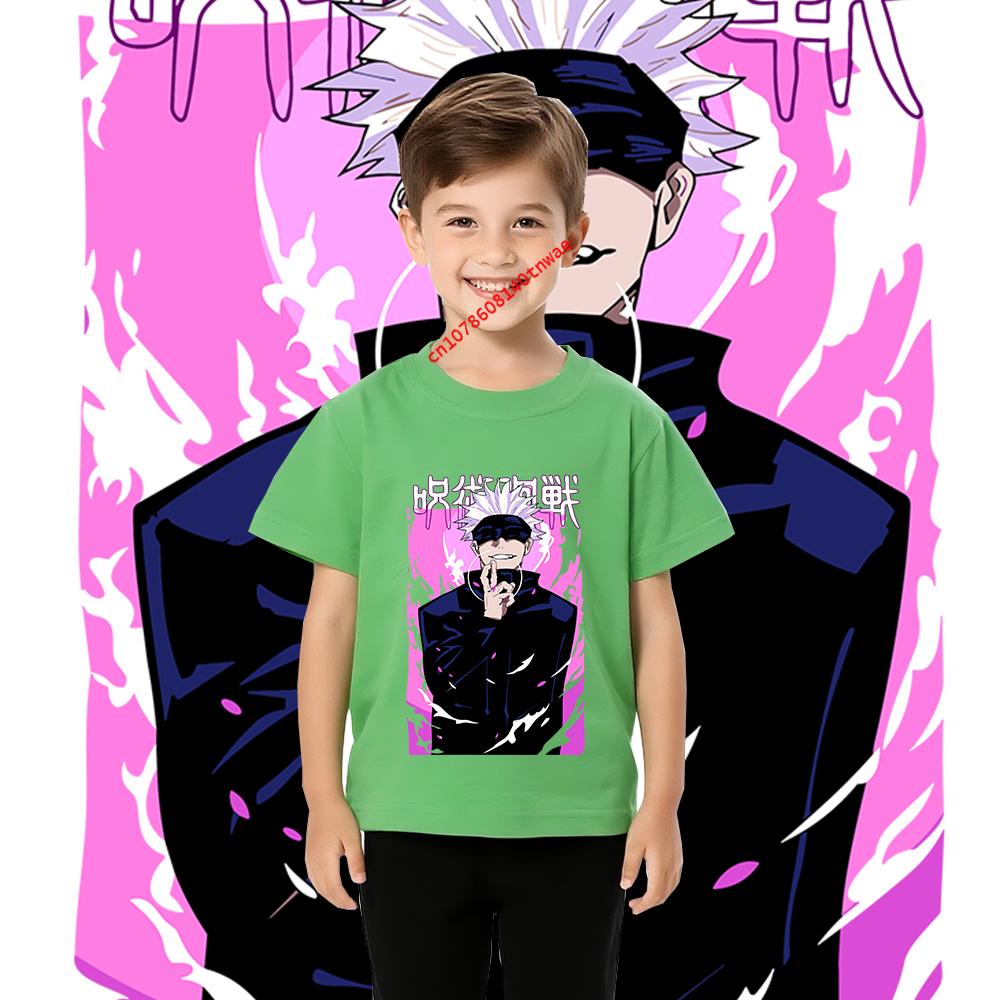 Boys Anime T Shirt Jujutsu Kaisen Satoru Gojo 15 Print Cotton Tee Lightweight Easy Match Kids Fashion Top