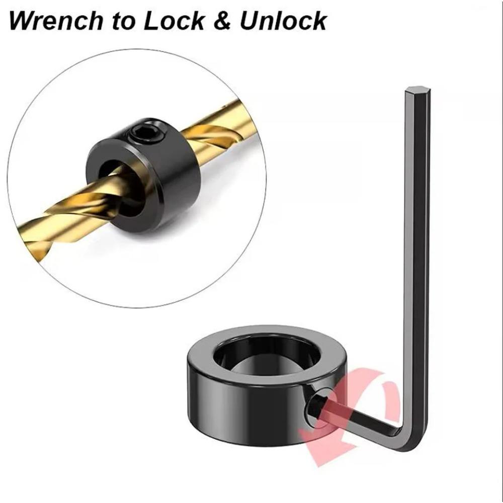 Drill Stoper Collar Set Stop Bit Ring Shaft Limit Metric Lock Steel Press Depth Ajustable Positioner Hole Guide Woodwork Tools