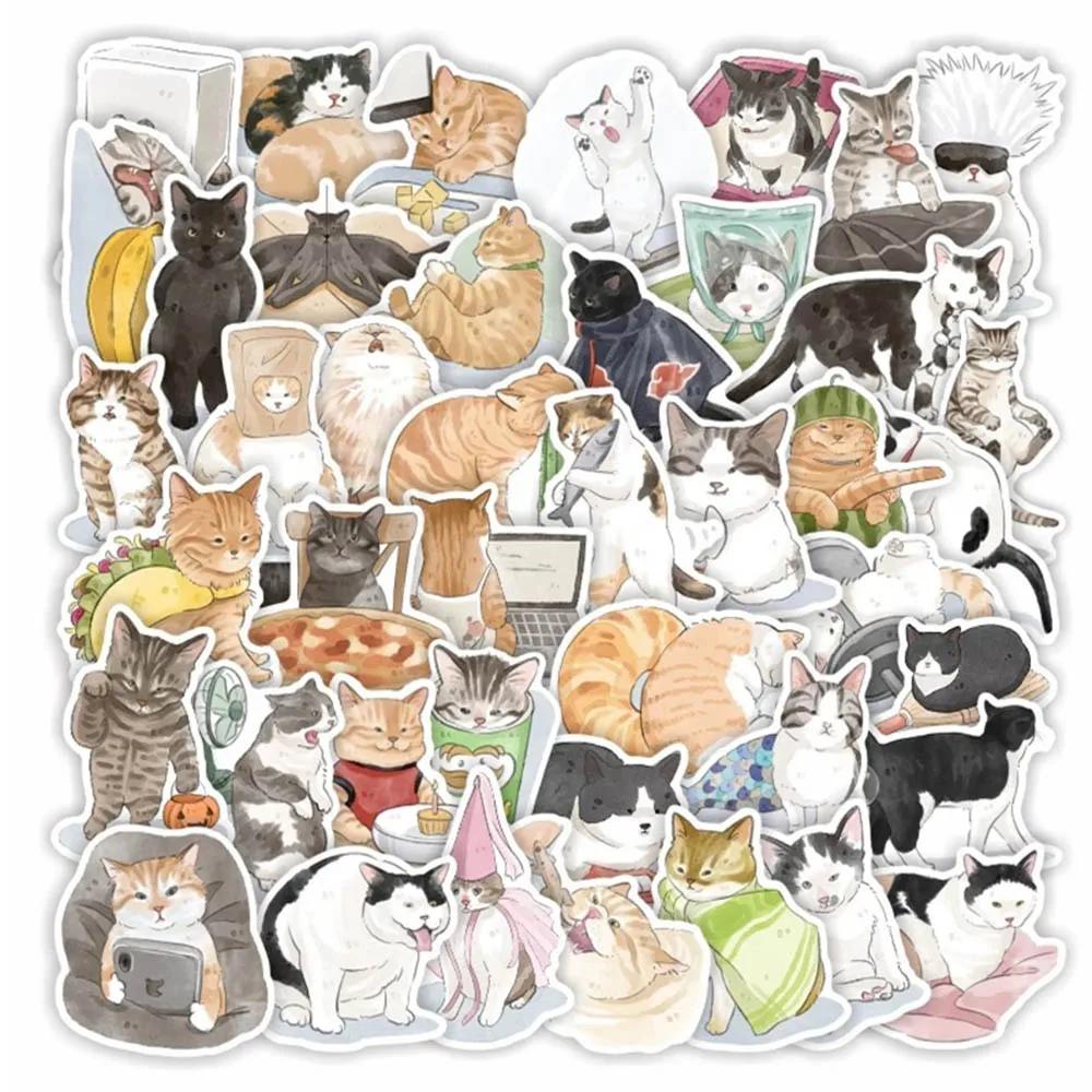 52Pcs Cute Cat Stickers Kawaii Animal Decals Diy Suitcase Fridge Phone Laptop Guitar Car Graffiti Cartoon Sticker Kids Toys Gift