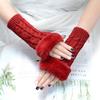 Winter Women Gloves Plush Faux Fur Knitting Wool Keep Warm Mitten Fingerless Lady Girl Half Finger Gloves Christmas Gift