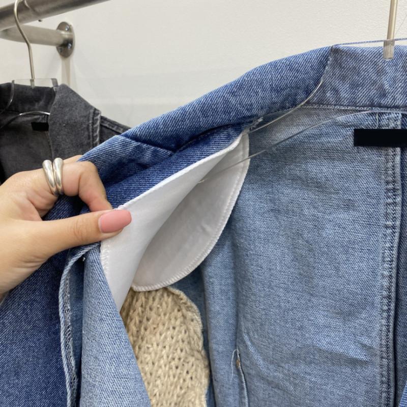 Spliced Denim Jacket Women  Autumn Winter New Long Sleeve Loose Jackets Vintage Casual Turn Down Collar Short Coats