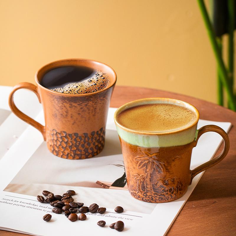Retro Ceramic Mug: Japanese Kiln-Fired Coffee & Tea Cup