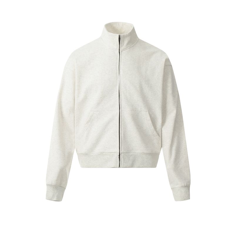 

Kisko American Retro Cleanfit Commuter Black Cardigan Sweatshirt for Men and Women, High-End Silhouette Couple Jacket White Gray XL