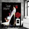Silver Heels Cosmetic Floral Perfumed Shower Curtain, Bathroom Decorative Shower Curtain, Waterproof Shower Curtain with Hooks