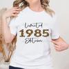 Womens Limited Edition 1985 T Shirt Leopard Print Birthday Gift Top 40th Birthday Shirt for Women Vintage 1980 To 1989 Clothes