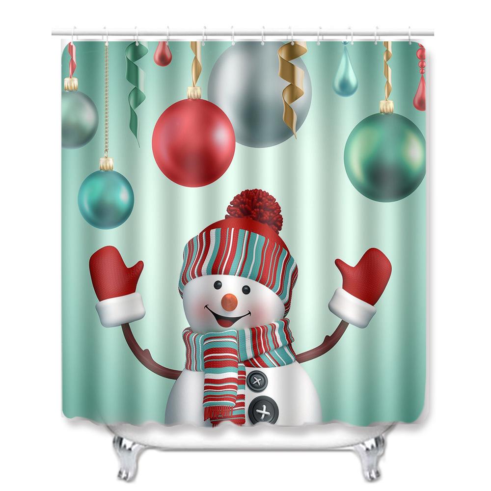 Christmas Bathroom Shower Curtain Four-Piece Combination Floor Mat Bathroom Water Absorbent Non-Slip Door Mat Bedroom Carpet