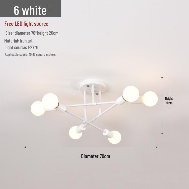 Industrial Style Multi-Head Branch Chandelier for Living Room and Bedroom