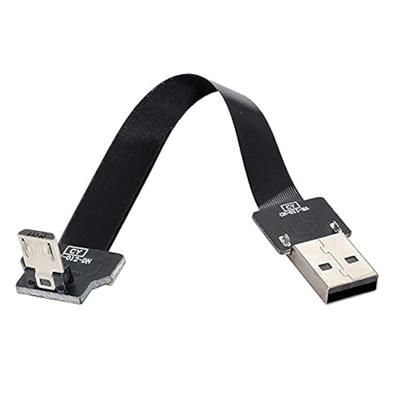 Cablecc USB Type A Male To Micro USB Male Data Flat Slim FPC Cable for and Phones Down-Angled 2.0 5-Pin (200cm) FPV, Discs,