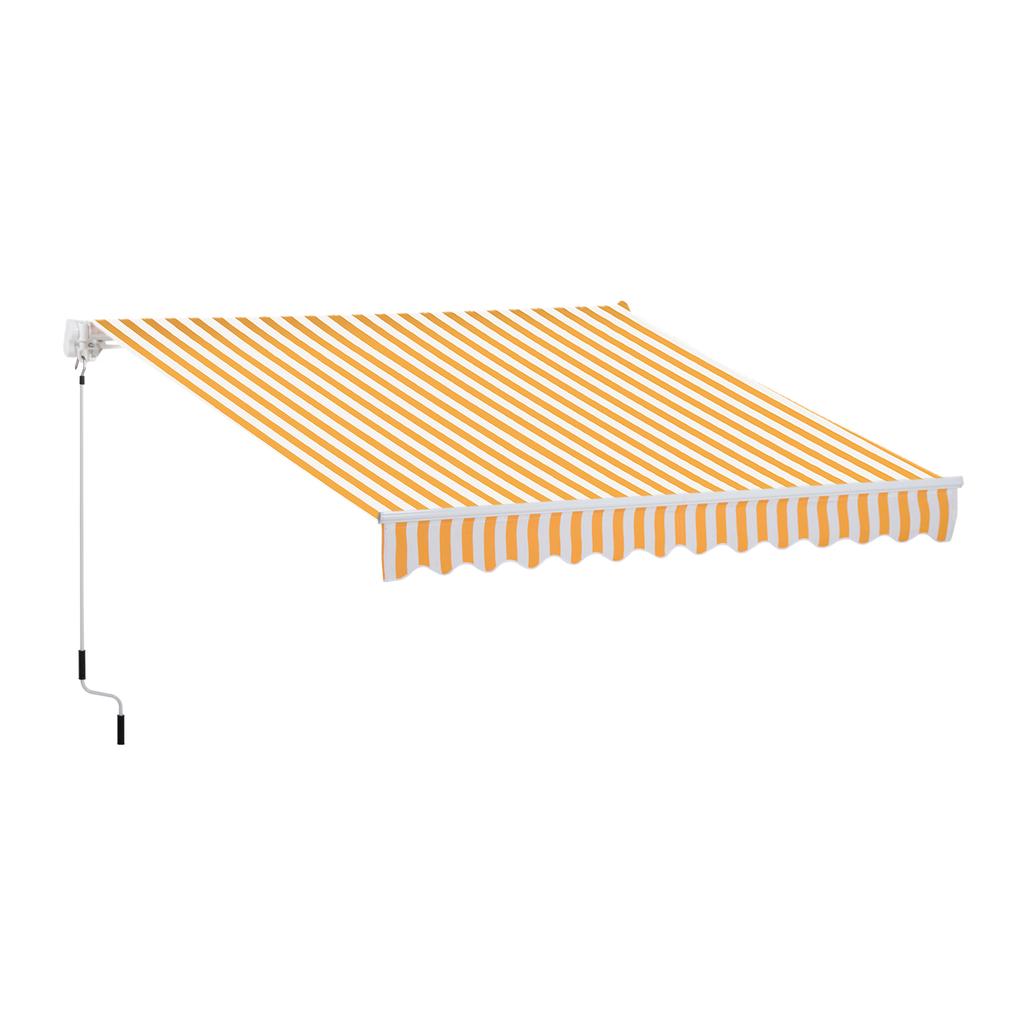 Manual Retractable Awning 295 x 245 cm Outdoor Terrace Awning with Crank, Adjustable Angle 45 degrees-85 degrees