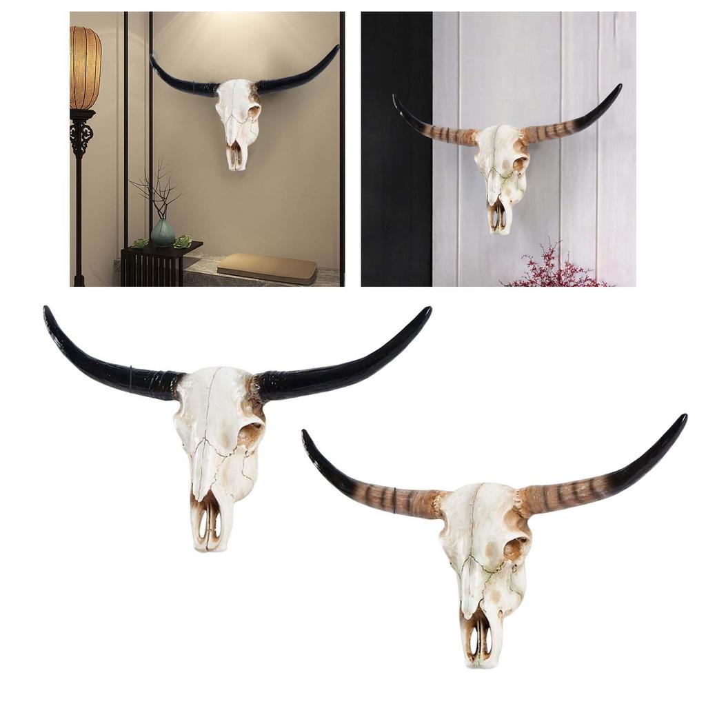 Resin Sheep Skull Wall Art Hand Painted Animal Head Sculpture for Western Bohemian Decor Unique Garden Indoor Hanging Display
