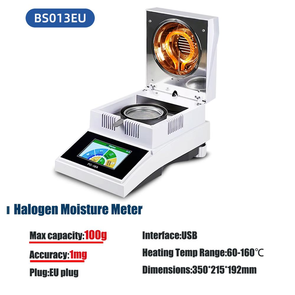 USB Halogen Moisture Meter 50g 100g Food Powder Medicine Humidity Analyzer Color Tough Screen Auto Halogen Moisture Detector