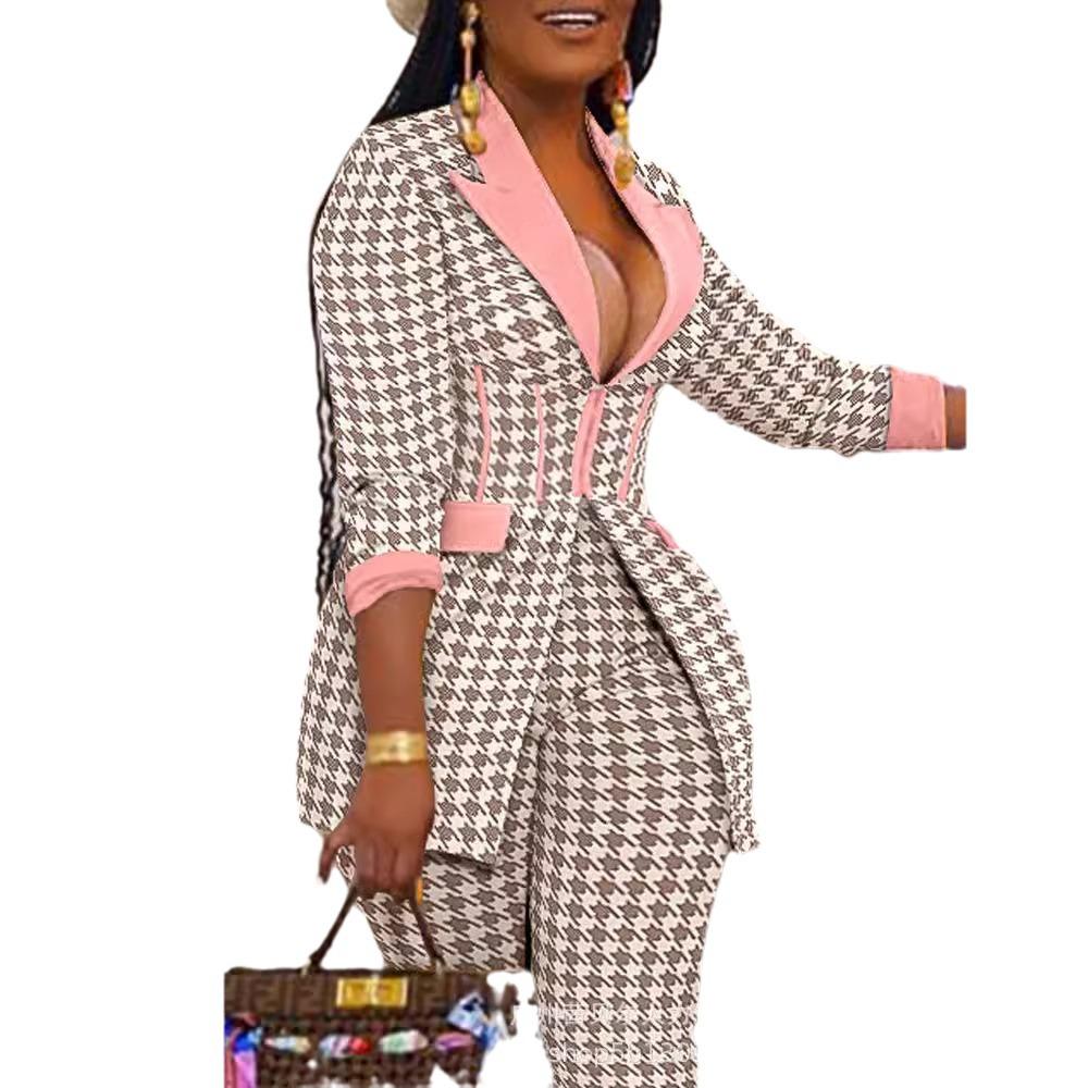 

Elegant European & American Style Shawl Collar Suit with Trousers - Two-Piece Set Medium