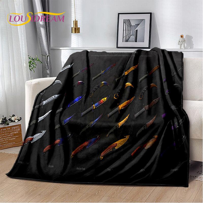 CS,knife,Swiss Knife Sword Games Soft Plush Blanket,Flannel Blanket Throw Blanket for Living Room Bedroom Bed Sofa Picnic Cover