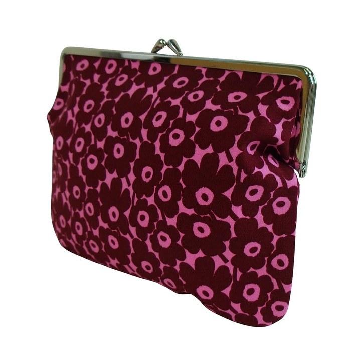 [Marimekko] Pouch Cosmetic Pouch Small Bag Unikko Gamaguchi [Parallel Import] Pink x Deep Red, Approximately 5.9 x 7.9 x 0.4 inches