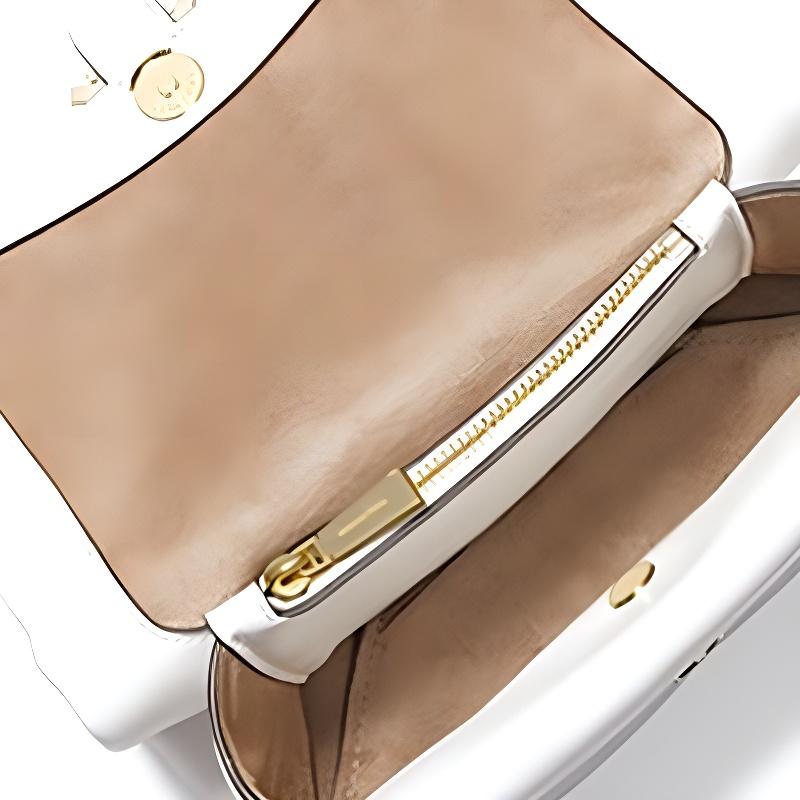 Michael Kors Cece Diamond Flower Buckle Chain Commute Leather Shoulder Crossbody Bag Medium Women bags White 30H9G0EL6U-OPTIC-WHITE