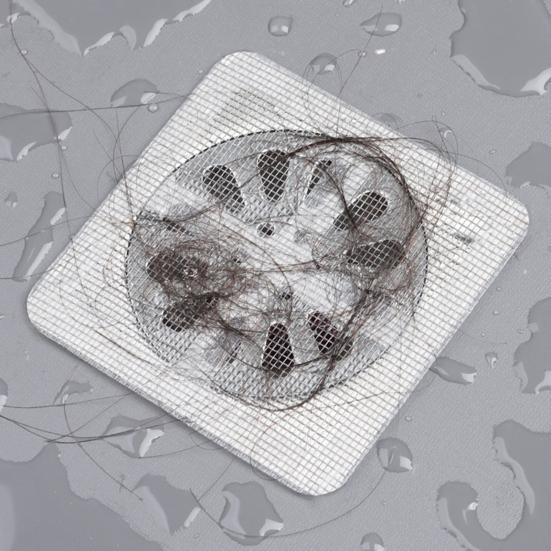 Disposable Mesh Hair Catcher Sticker 4"x4" Bathroom Shower Drain Cover Hair Trap Easy Installation Sink Strainer