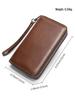 Malunt Men's Genuine Leather Multifunctional Long Wallet Clutch with Zipper
