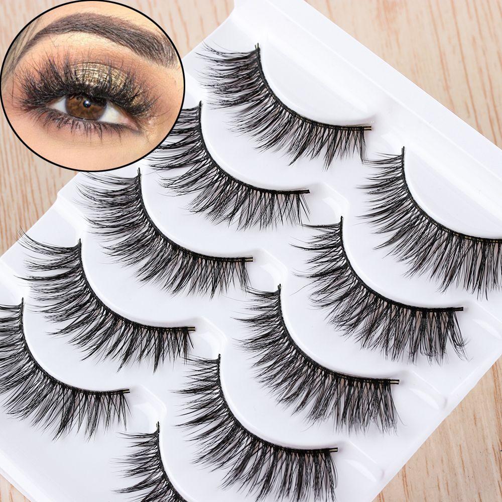 Fashion Multilayer Glam Wispy Fluffy False Eyelashes Natural Long Thick Cross Extension Tools