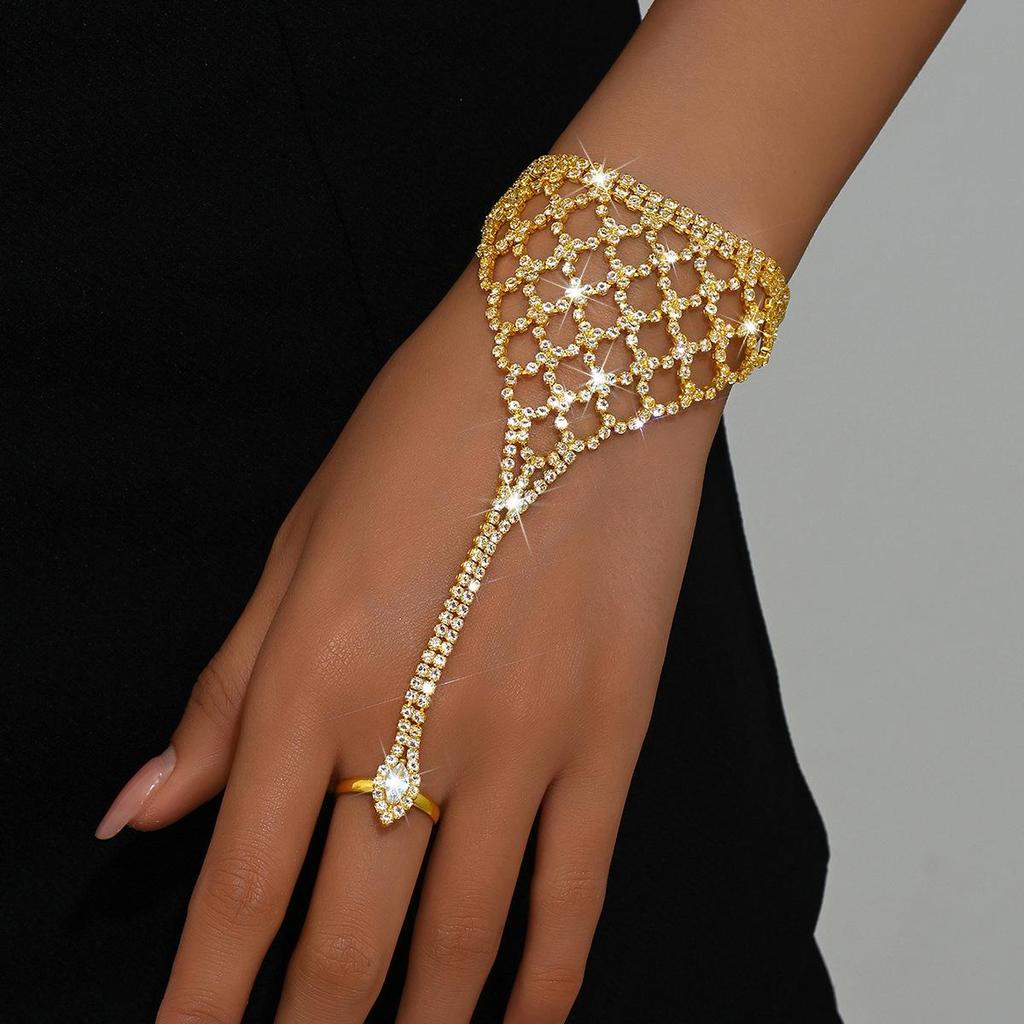 Trendige Strass-Fingerlose Handkette mit europäischem und amerikanischem Flair