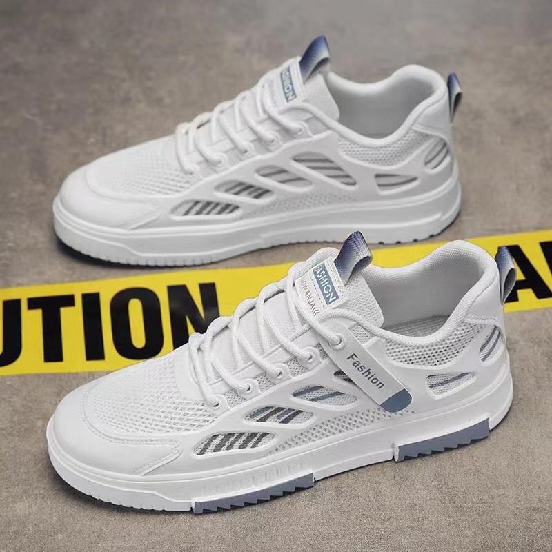 

Spring Lace Up Soft Sole Men Shoes Mesh Breathable Trendy All-match Student Casual Skate Shoes 44 сірий