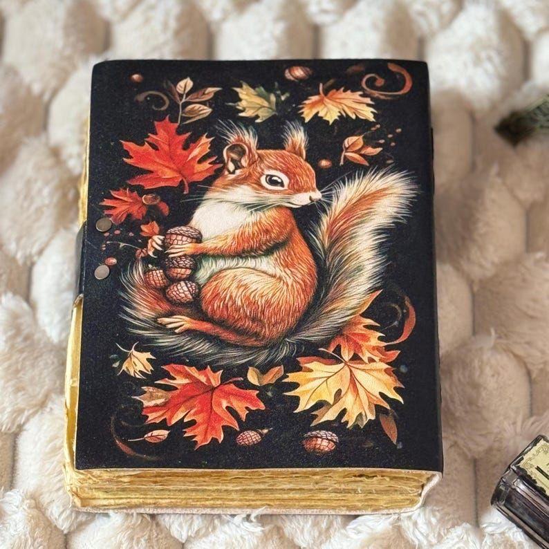 Squirrel Leather Journal: Vintage Handmade Grimoire Book of Shadows