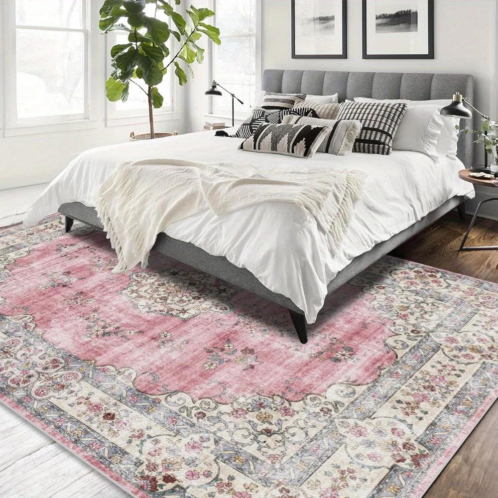 Floral Area Rug - Soft Carpet Non-Slip Washable Home Decoration for Living Room Bedroom Dining Room Office Printed Floor Mat