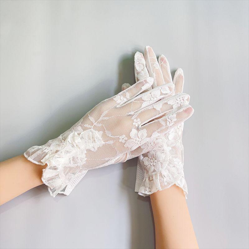 

Новое поступление Летняя элегантность Модные кружевные перчатки Защита от солнца Женские летние для вождения Нескользящие Велосипедные Короткие Дышащие Dovetail Lace White One size