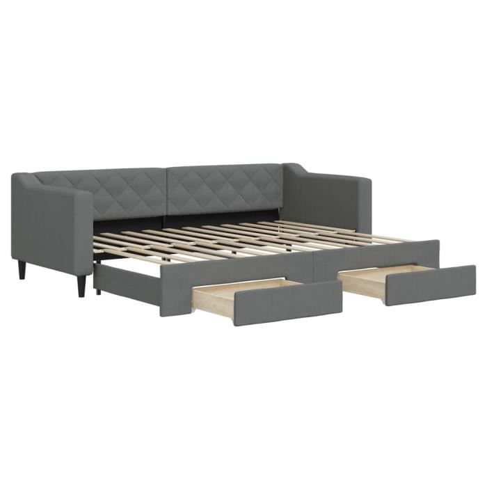 VidaXL Daybed with Trundle and Drawers Dark Grey 80x200 Cm Fabric 3197458