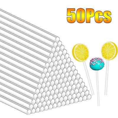 50 Pcs Transparent Acrylic Sticks Reusable Cake Pops Stick For Making Dessert