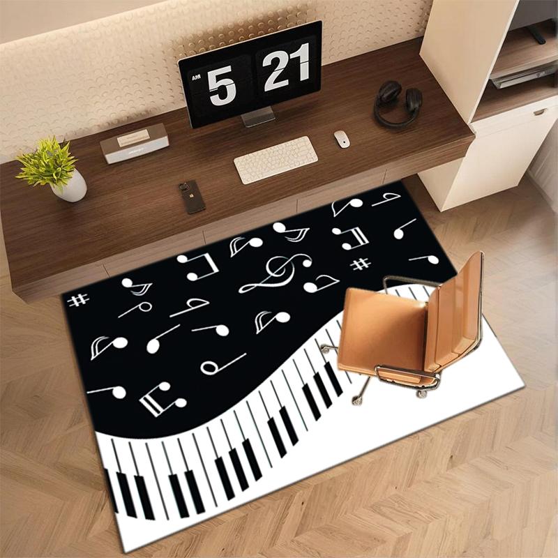 1Pc Piano keys music Printed circular carpet, home door mat, outdoor travel protection carpet A13