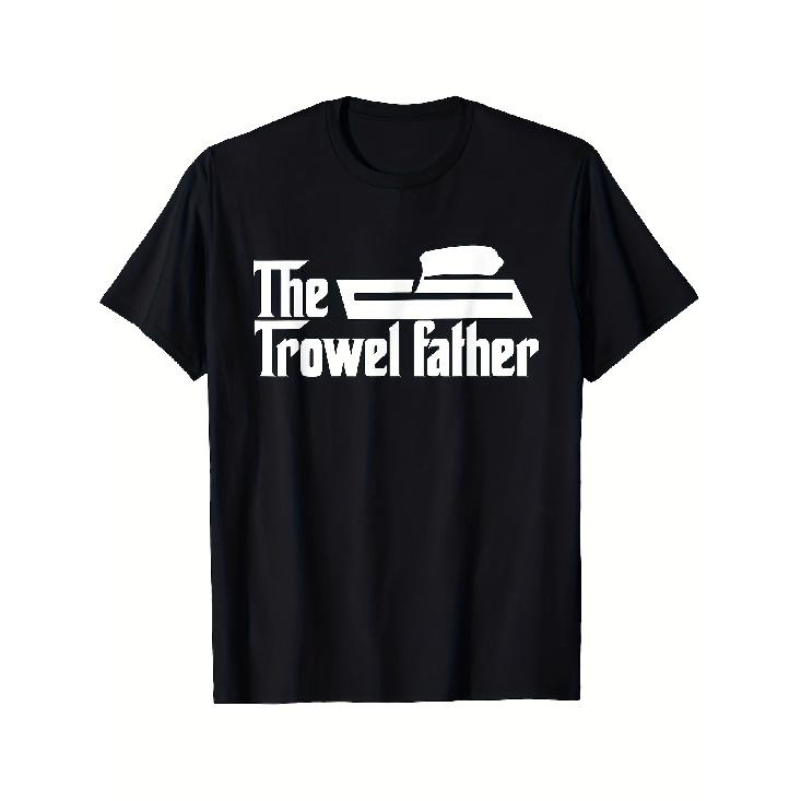 Men S The Trowel Father Plastering Plasterers Construction Worker T-Shirt - Black with White Trowel & Plaster Splatter Design, Casual Round Neck S чёрный