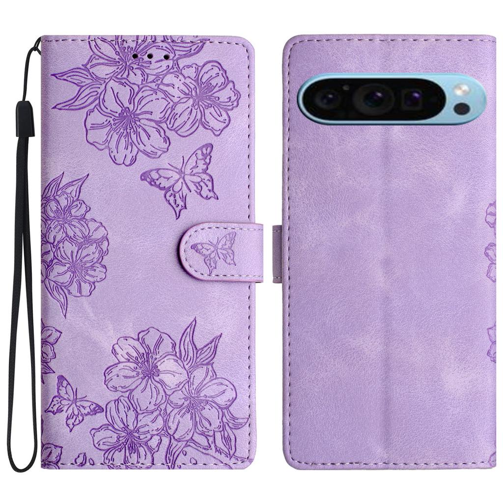 Für Google Pixel 9 Hülle Schmetterling Blumen Design Hautgefühl Leder Brieftasche Handyhülle