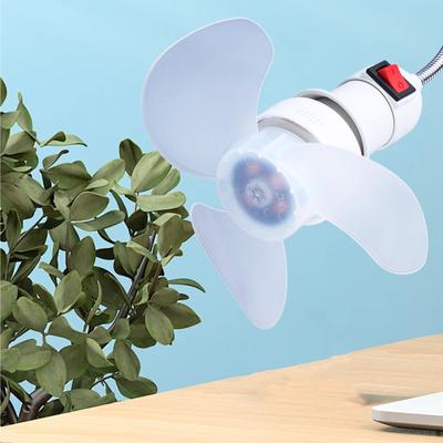 E27 LED Fan Lamp with On/Off Button AC85-265V 5.5inch LED Bulb Fan Bedroom Living Room Cooling Fan Light