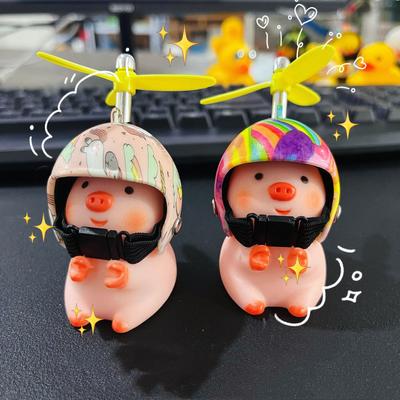 Cute Cartoon Pig Bike Lights with Helmet Propeller Bike Decorations Scooter MTB Motorbike Universal Accessories