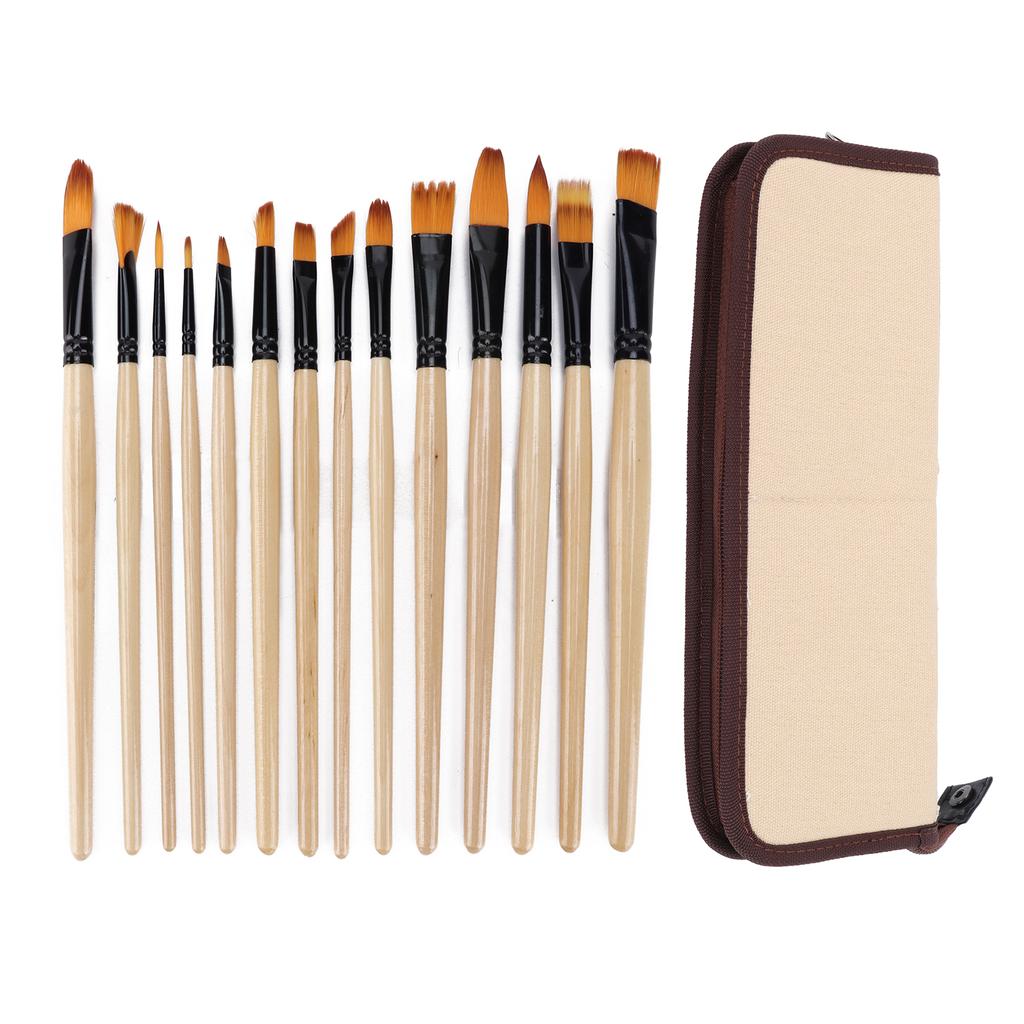 Paint Brush Sets Multimodal Nylon Hair Oil Paint Brushes with Yellow Brush Storage Bag for Oil Watercolor Painting