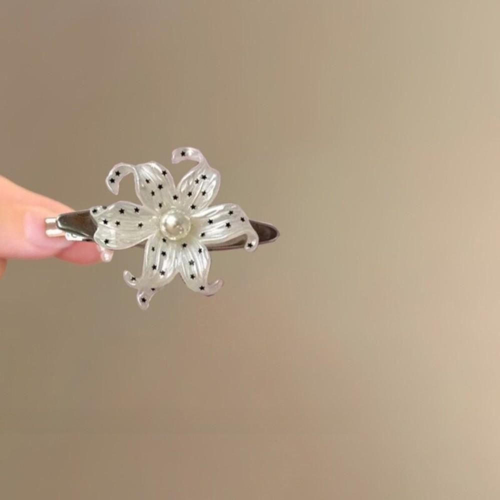 Pearl Flower Hair Clips Star Print Vintage Side Clip Elegant Flower Hairpins Girls