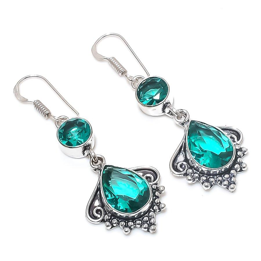 

Natural Indicolite Tourmaline Gemstone 925 Sterling Silver Earring 2.09 c0Z14